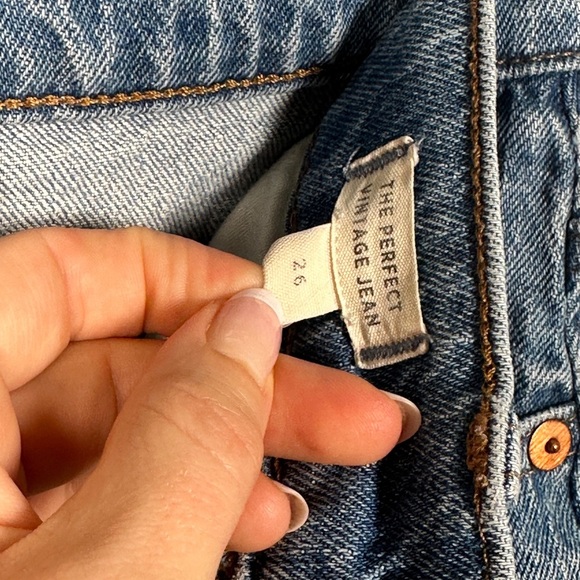 Madewell vintage denim jeans high rise straight rigid cropped raw hem size 26 - Picture 10 of 14